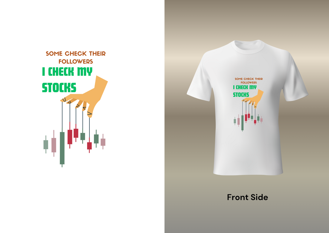 Stock Market- I check my stock Black and White Unisex Classic Crew T-Shirt